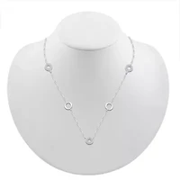 Womens Diamond Accent Natural White Diamond Sterling Silver 18 Inch Pendant Necklace
