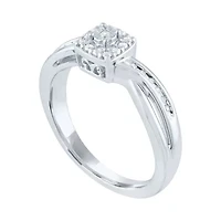Womens 1/10 CT. T.W. Natural White Diamond Sterling Silver Cushion Promise Ring