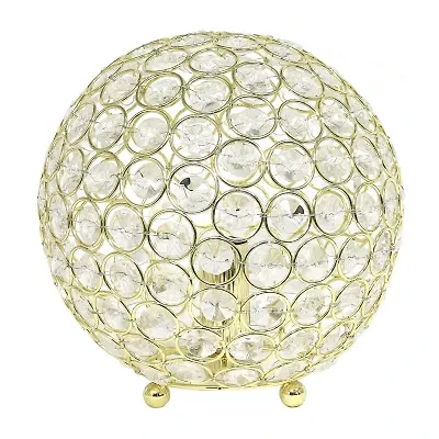 Elegant Designs Elipse 8 Inch Crystal Ball Sequin Metal Table Lamp