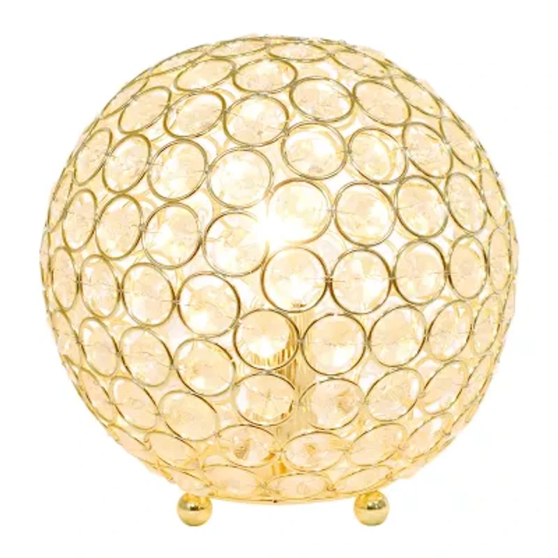 Elegant Designs Elipse 8 Inch Crystal Ball Sequin Metal Table Lamp