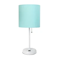 LimeLights Stick Lamp with USB charging port and Fabric Shade