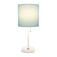 LimeLights Stick Lamp with USB charging port and Fabric Shade