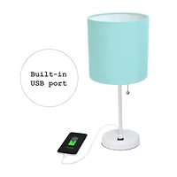 LimeLights Stick Lamp with USB charging port and Fabric Shade