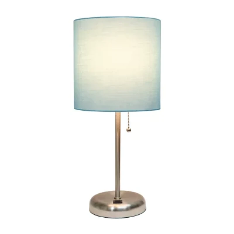 LimeLights Stick Lamp with USB charging port and Fabric Shade