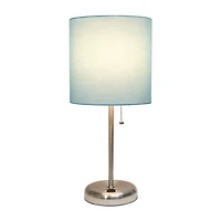 LimeLights Stick Lamp with USB charging port and Fabric Shade