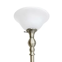 1 Light Torchiere Floor Lamp with Marbleized Glass Shade