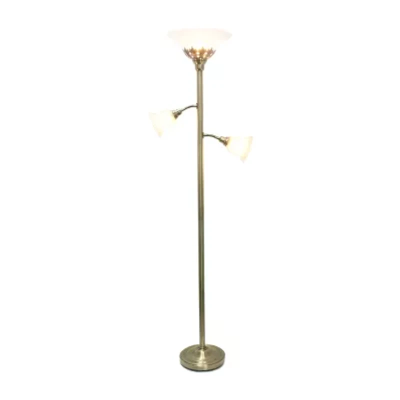 3 Light Floor Lamp with Scalloped Glass Shades