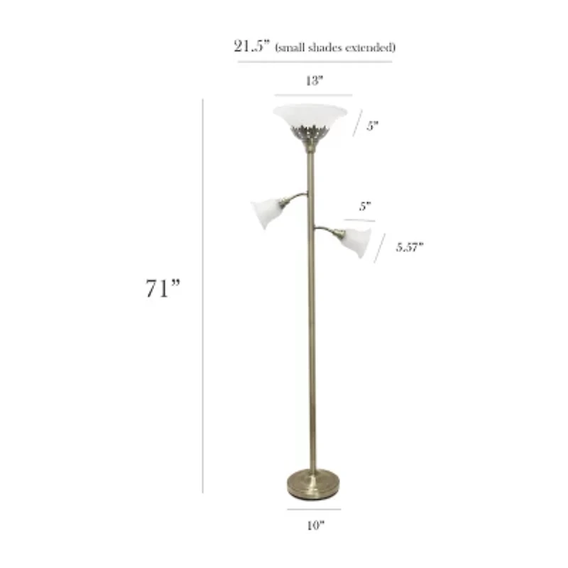 3 Light Floor Lamp with Scalloped Glass Shades