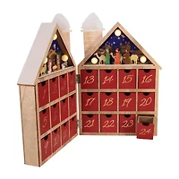 Kurt Adler 11.81-Inch Battery-Operated Wooden Led Nativity Christmas Advent Calendar