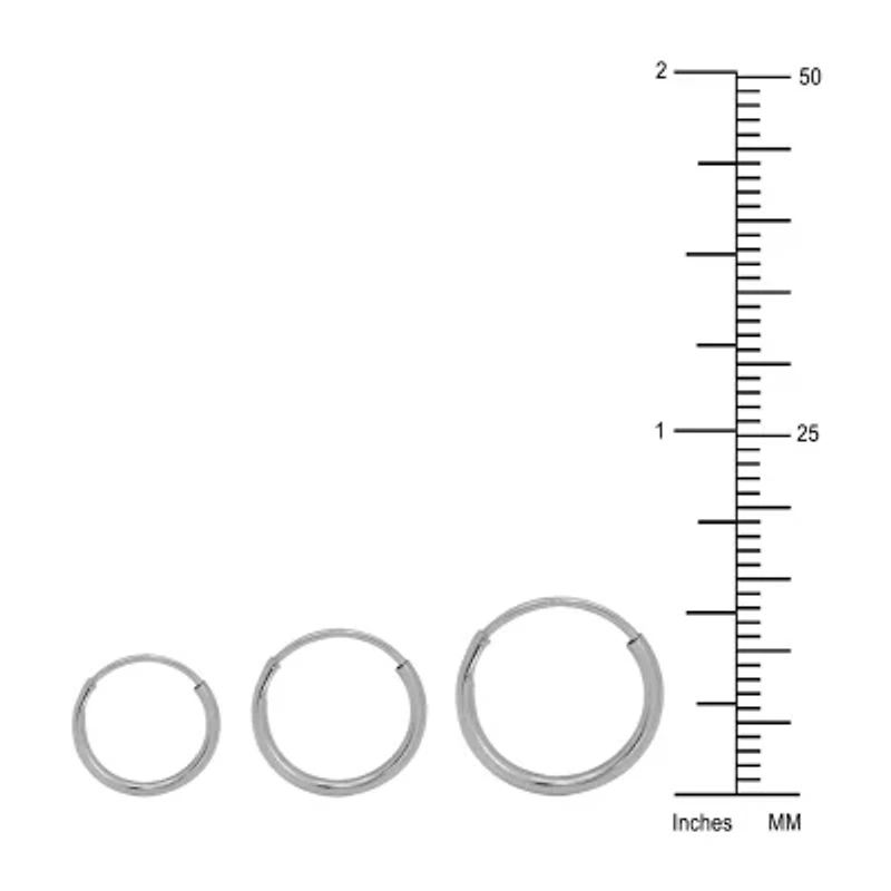 Womens 10K White Gold 3 Pair Earring Set