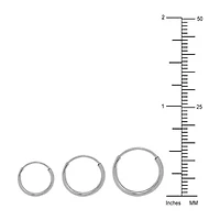 Womens 10K White Gold 3 Pair Earring Set