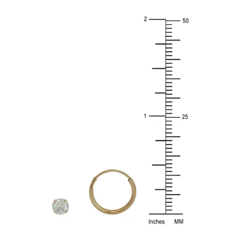 Womens Cubic Zirconia 10K Gold 2 Pair Earring Set