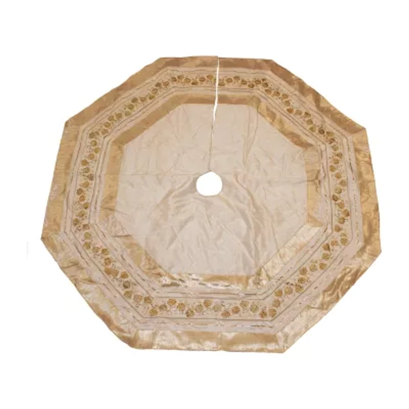 Kurt Adler Ivory With Gold Pinecones Indoor Tree Skirt