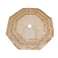 Kurt Adler Ivory  With Gold Pinecones Indoor Tree Skirt