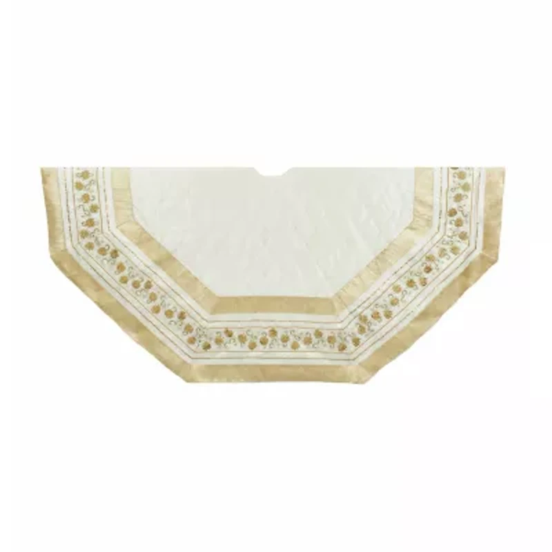 Kurt Adler Ivory With Gold Pinecones Indoor Tree Skirt