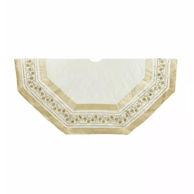 Kurt Adler Ivory  With Gold Pinecones Indoor Tree Skirt