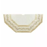 Kurt Adler Ivory  With Gold Pinecones Indoor Tree Skirt