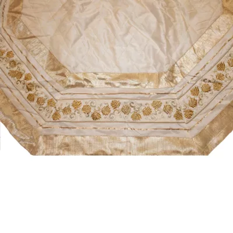 Kurt Adler Ivory With Gold Pinecones Indoor Tree Skirt