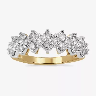 Womens 23.5MM 1 CT. T.W. Natural White Diamond 10K Gold Cluster Band