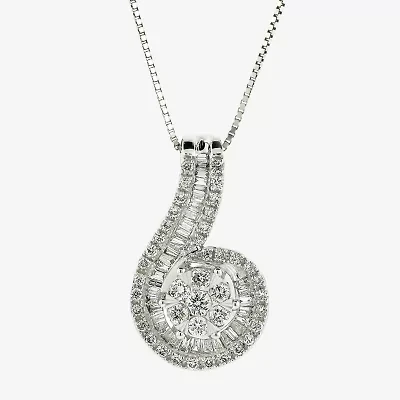 Diamond Blossom Womens /4 CT. T.W. Natural White Diamond 10K White Gold 18 Inch Pendant Necklace