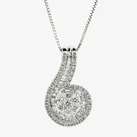 Diamond Blossom Womens /4 CT. T.W. Natural White Diamond 10K White Gold 18 Inch Pendant Necklace
