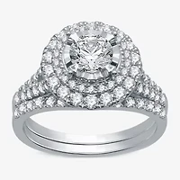 Signature By Modern Bride Womens / CT. T.W. Natural White Diamond 14K Gold Round Halo Bridal Set