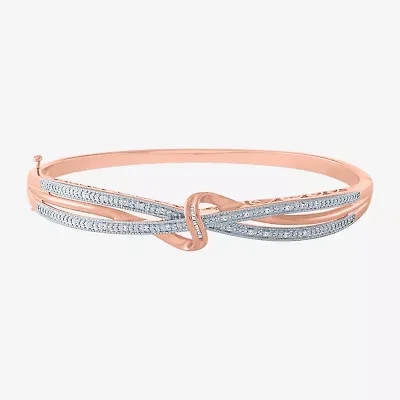 1/10 CT. T.W. Diamond Crossover Bangle Bracelet Sterling Silver or 14K Gold Over