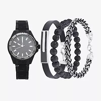 Mens Black 4-pc. Watch Boxed Set Mac7095jc