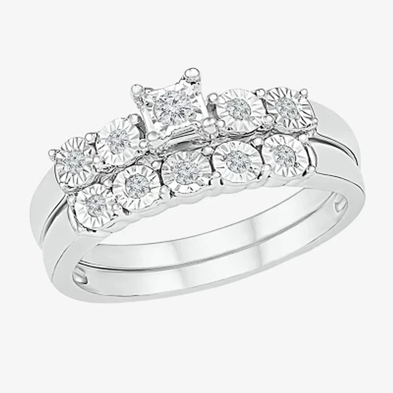 Womens Diamond-Accent Sterling Silver Bridal Set