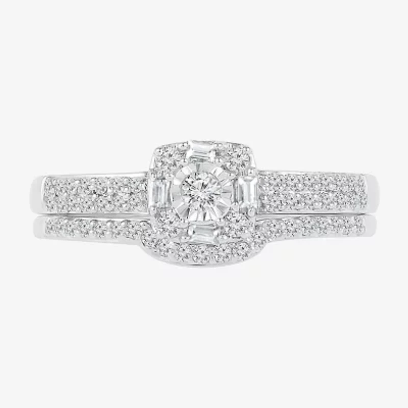 Womens 3/8 CT.T.W. Natural Diamond 10K White Gold Bridal Set