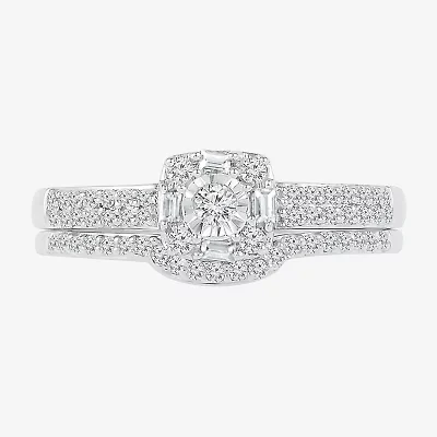 Womens 3/8 CT.T.W. Natural Diamond 10K White Gold Bridal Set