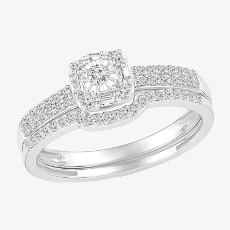 Womens 3/8 CT.T.W. Natural Diamond 10K White Gold Bridal Set