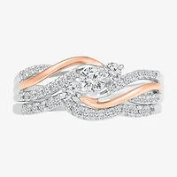 Love Lives Forever Womens 1/2 CT.T.W. Natural Diamond 10K Rose Gold Sterling Silver Bridal Set