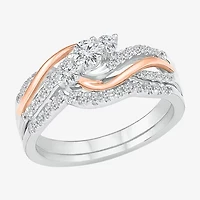 Love Lives Forever Womens 1/2 CT.T.W. Natural Diamond 10K Rose Gold Sterling Silver Bridal Set