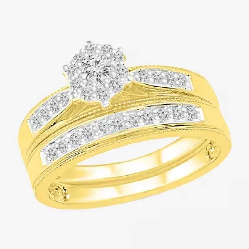 Womens 3/8 CT.T.W. Natural Diamond 10K Gold Bridal Set