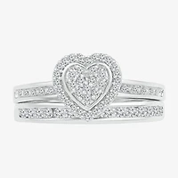 Womens 1/4 CT.T.W. Natural Diamond Sterling Silver Bridal Set