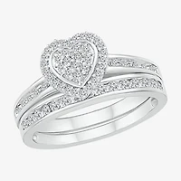 Womens 1/4 CT.T.W. Natural Diamond Sterling Silver Bridal Set
