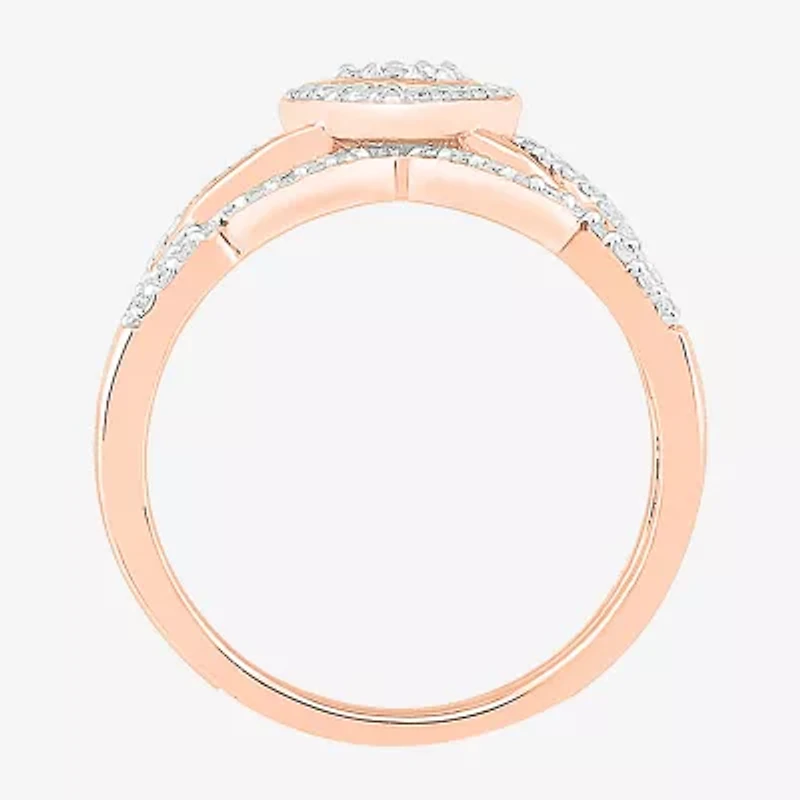 Womens 1/3 CT. T.W. Natural White Diamond 10K Rose Gold Heart Halo Bridal Set