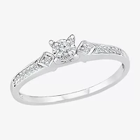 Promise My Love Womens 1/ CT. T.W. Natural White Diamond Sterling Silver Round Ring