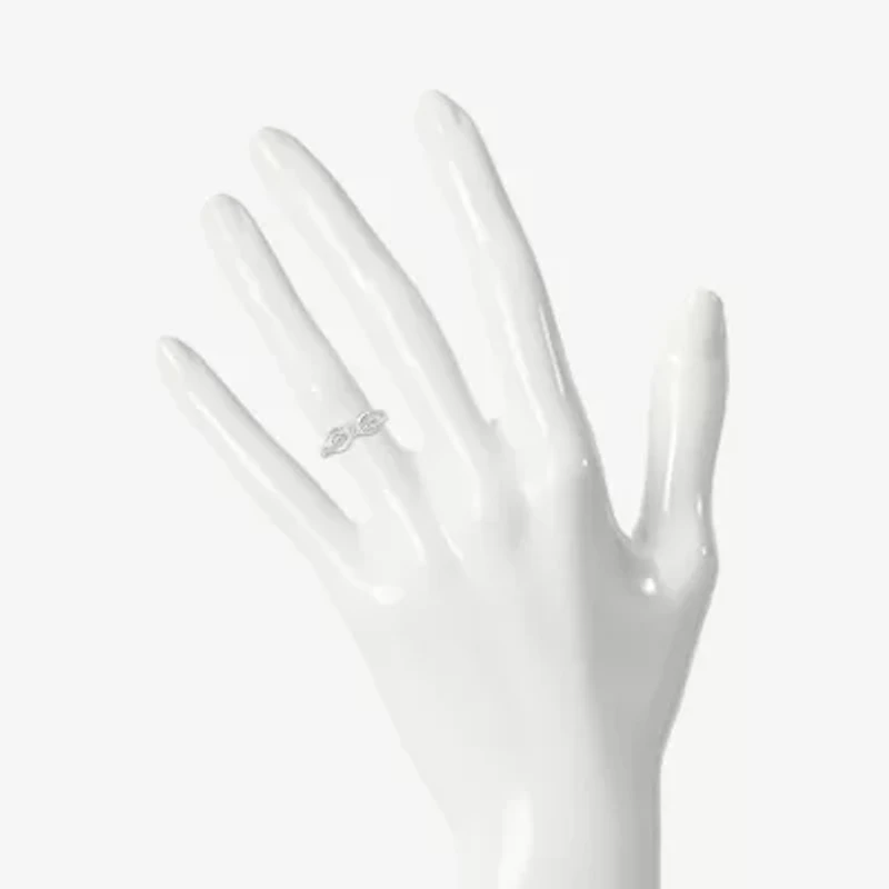 Promise My Love Womens Diamond Accent Natural White Sterling Silver Round Crossover Side Stone Ring