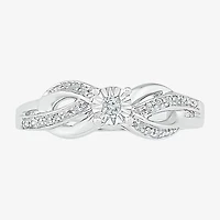 Promise My Love Womens Diamond Accent Natural White Sterling Silver Round Crossover Side Stone Ring