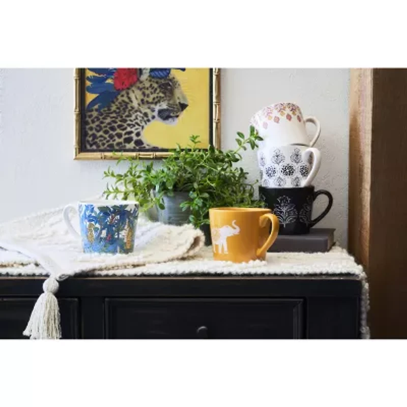 Distant Lands Black/White Stoneware Coffee Mug