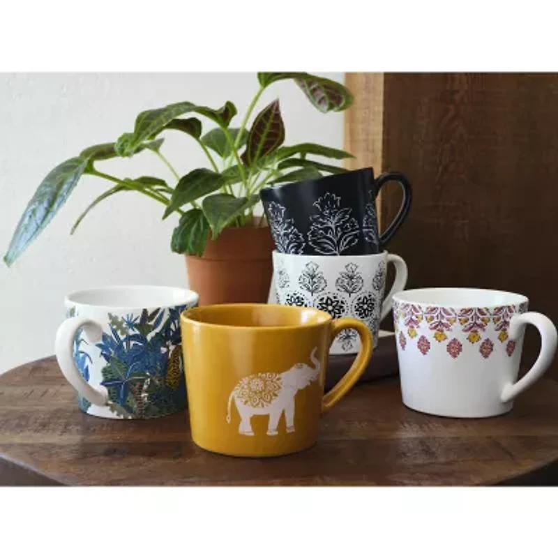 Distant Lands Black/White Stoneware Coffee Mug