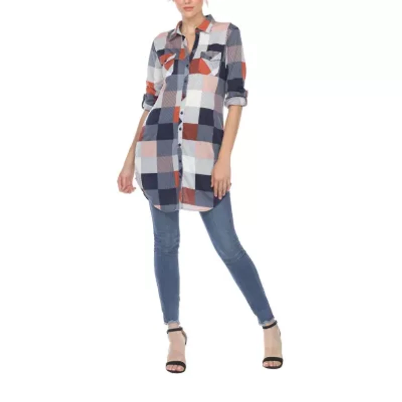 White Mark Womens Long Sleeve Tunic Top
