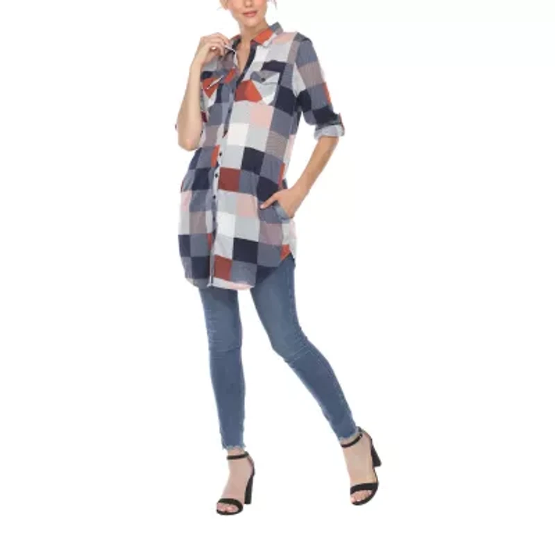 White Mark Womens Long Sleeve Tunic Top