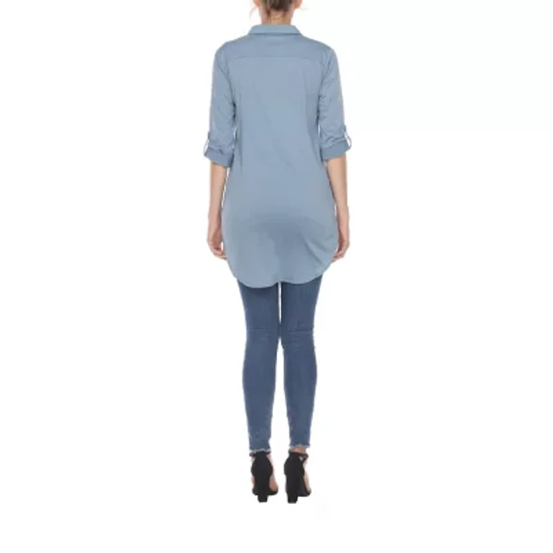 White Mark Womens Long Sleeve Tunic Top