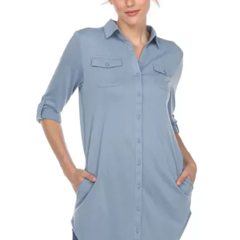 White Mark Womens Long Sleeve Tunic Top