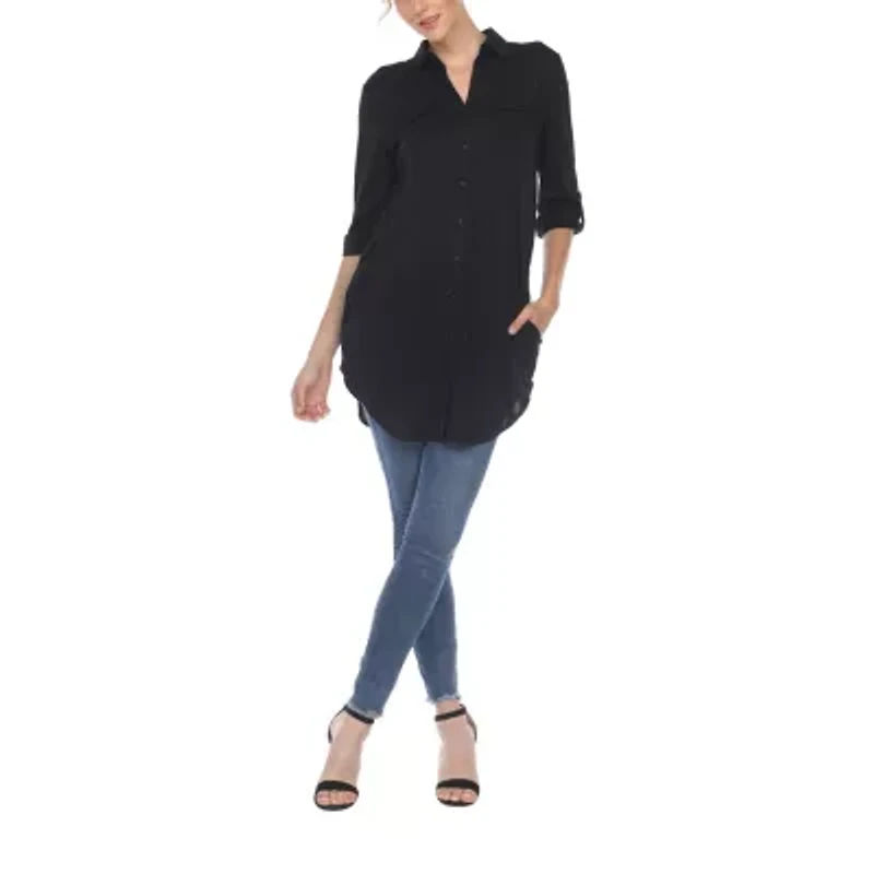White Mark Womens Long Sleeve Tunic Top