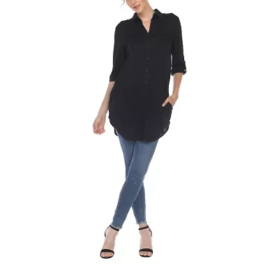White Mark Womens Long Sleeve Tunic Top