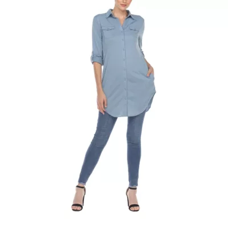 White Mark Womens Long Sleeve Tunic Top